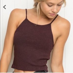 Brandy Melville Maroon Halter Ribbed Tank Top